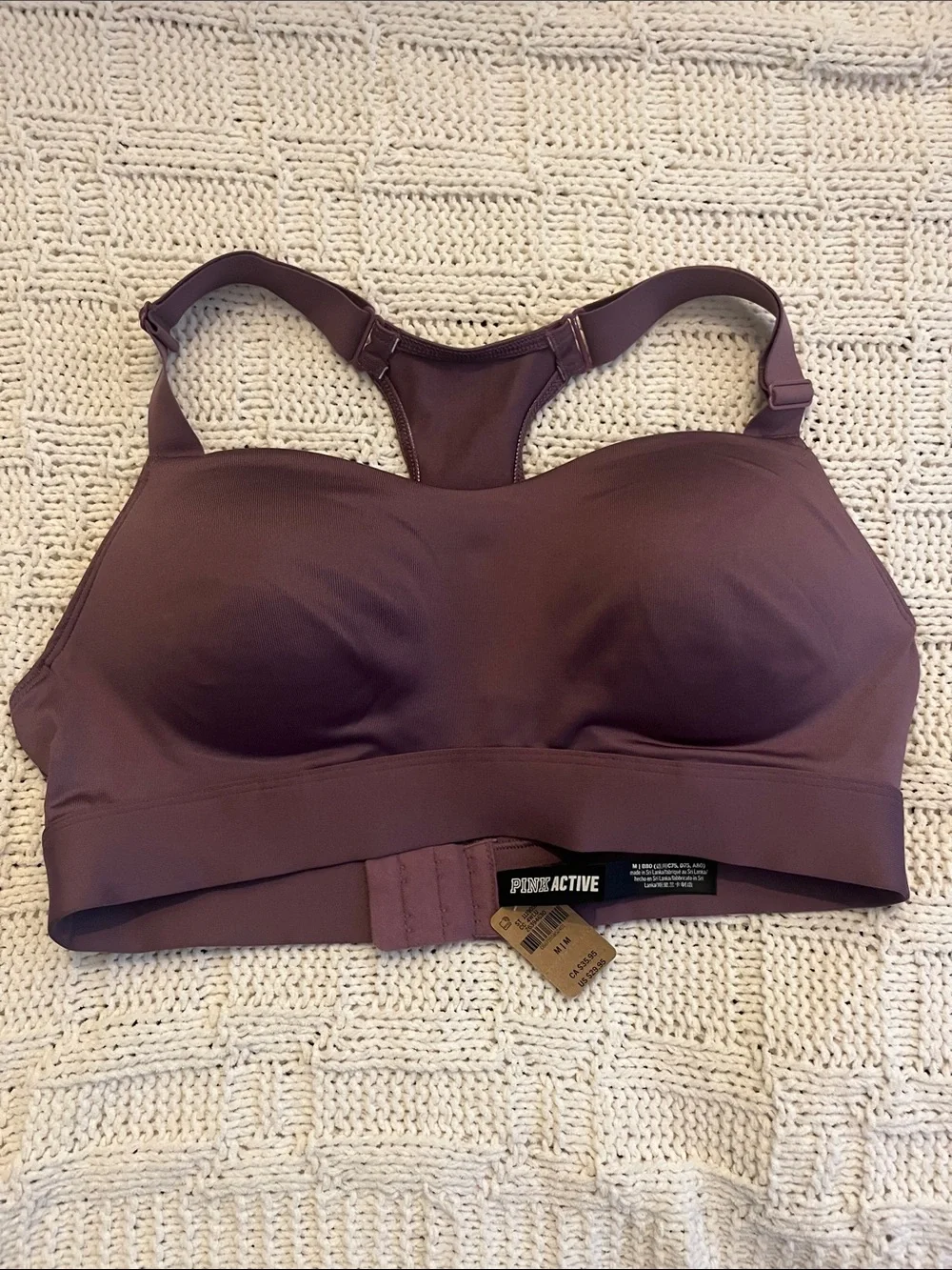 PINK Victoria's Secret Plum-Mauve Racerback Sports Bra